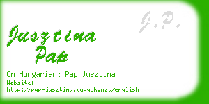 jusztina pap business card
